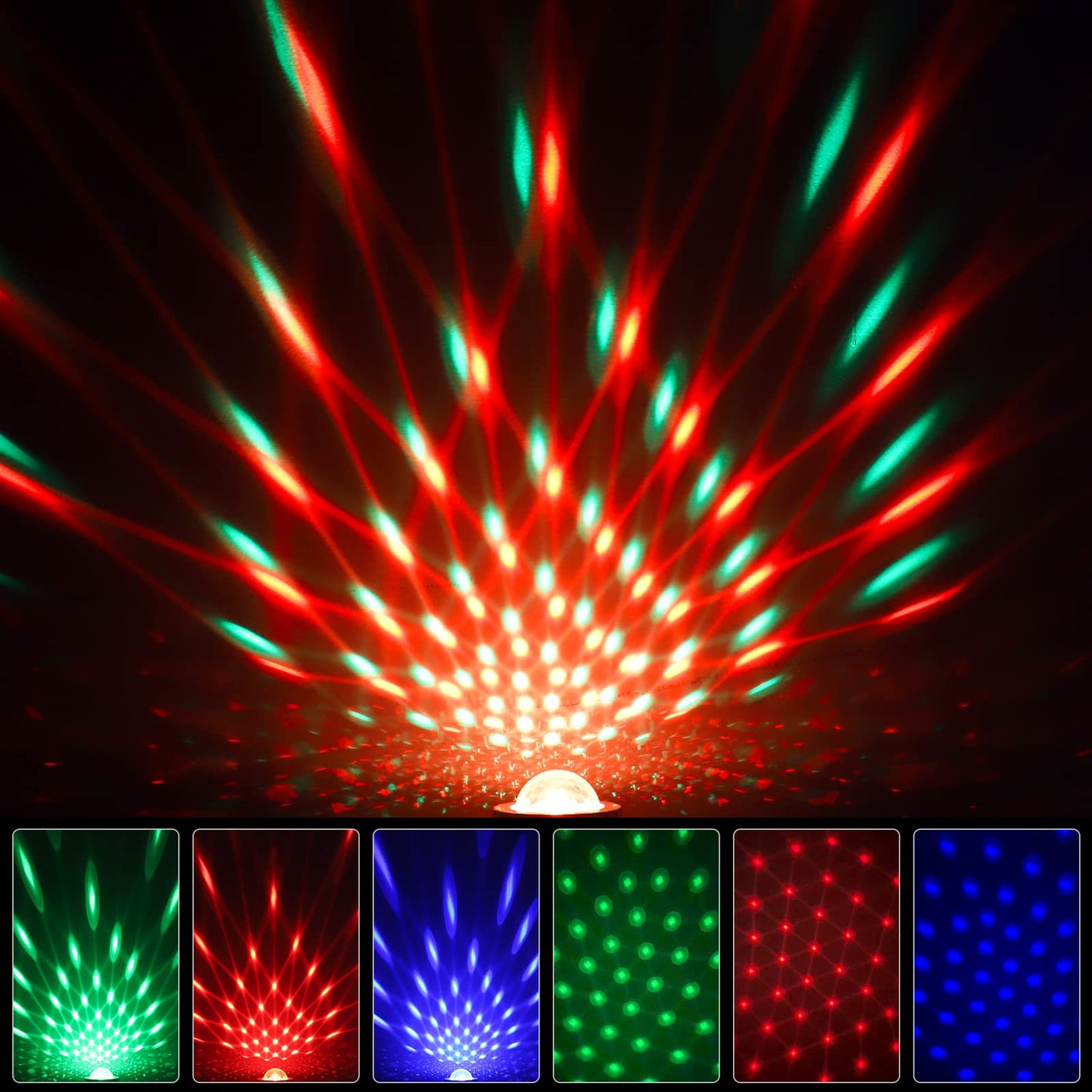 Wiwreenm Mini Disco Ball Light,Rechargeable Party Lights,Sound Activated Strobe DJ Light,Portable Battery Operated,Night Lights Projector for Kids,Disco Atmosphere Decoration for Car/Parties