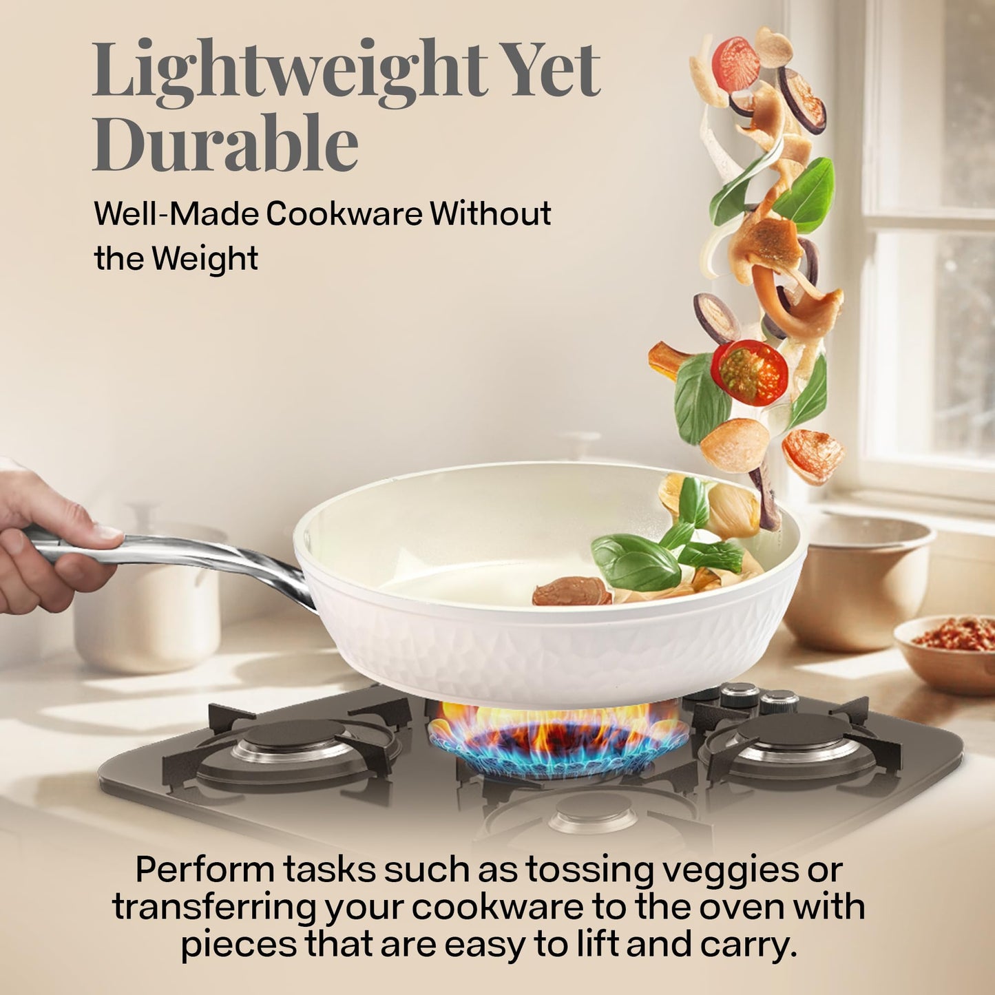 Gotham Steel Hammered 15 Pc Ceramic Cookware Set Nonstick, Deep Pots and Pans Set Non Stick with Induction Cookware, Cooking Utensils & Steamer, Non Toxic PFOA PFOS Free, Oven & Dishwasher Safe