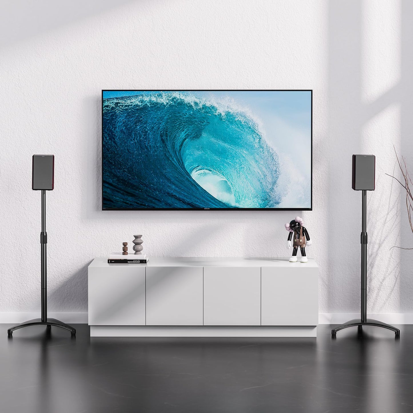 PERLESMITH Speaker Stand Adjustable - Extend 20" to 44" - Holds Satellite Speakers & Small Bookshelf Speakers up to 9 lbs, Floor Stands Compatible with Sony Bose Polk JBL Yamaha and Others - 1 Pair