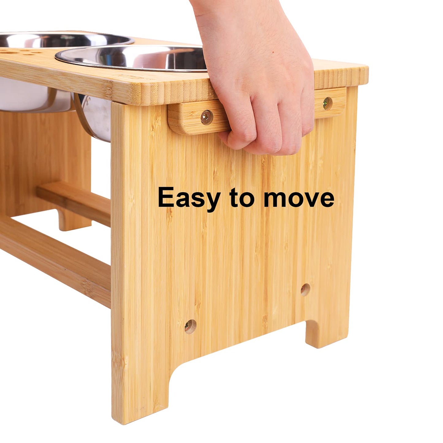 HTB Elevated Dog Bowls,Raised Dog Bowl Stand with 2 Stainless Steel Bowls,Elevated Raised Dog Bowls for Large Medium Small Sized Dogs