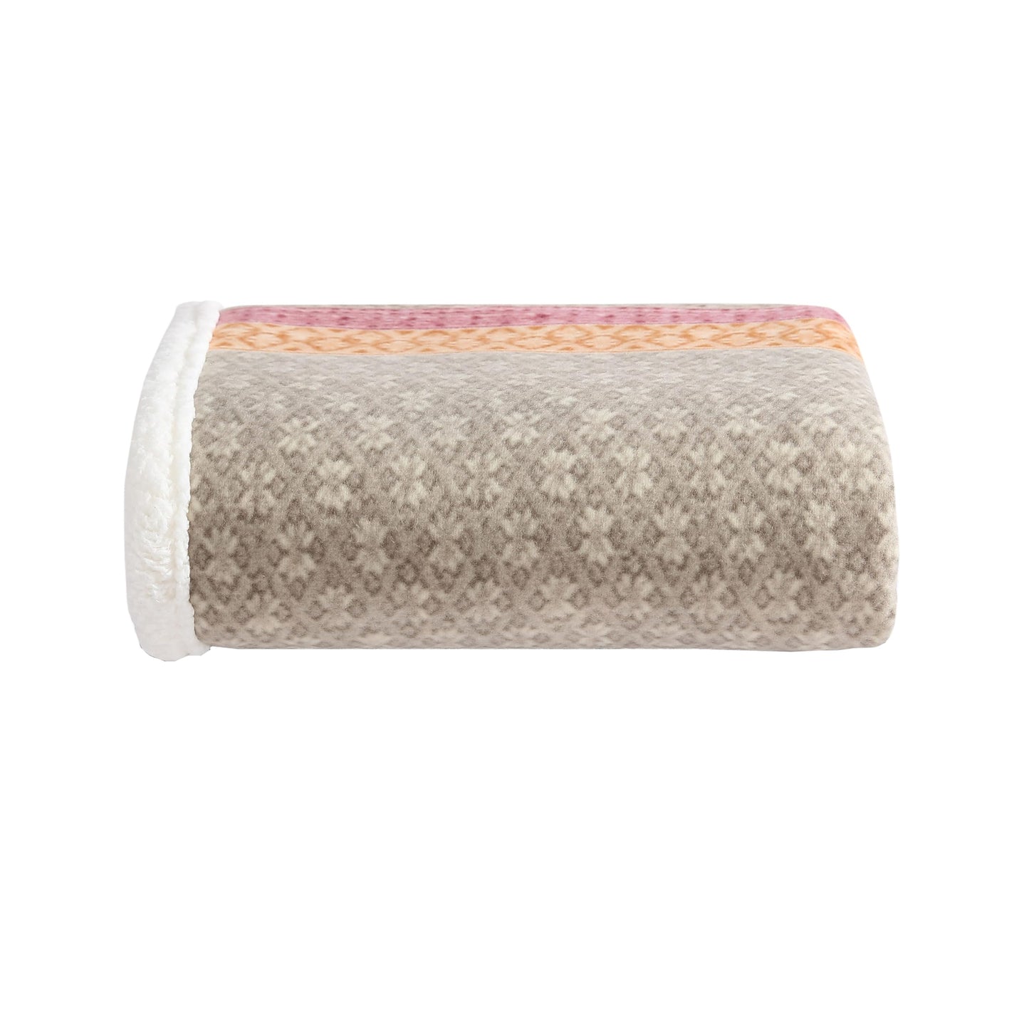 Eddie Bauer - Throw Blanket, Brushed Fleece Bedding with Sherpa Reverse, Soft & Cozy Home Decor for Bed or Couch (Fair Isle Khaki, 50" x 70")