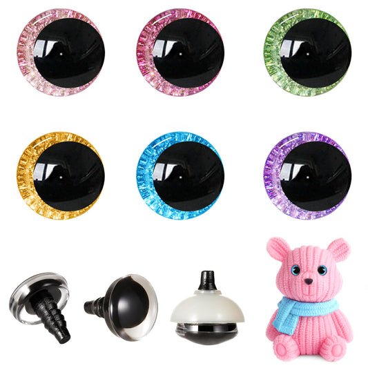 MUCUNNIA 96pcs 25mm 3D Glitter Safety Eyes for Crocheting with Washers Moon Crochet Amigurumi Eyes for Crochet Animals Craft Eyes Doll Eyes Stuffed Crochet Eyes for Crafts Gift for Crochet Lovers