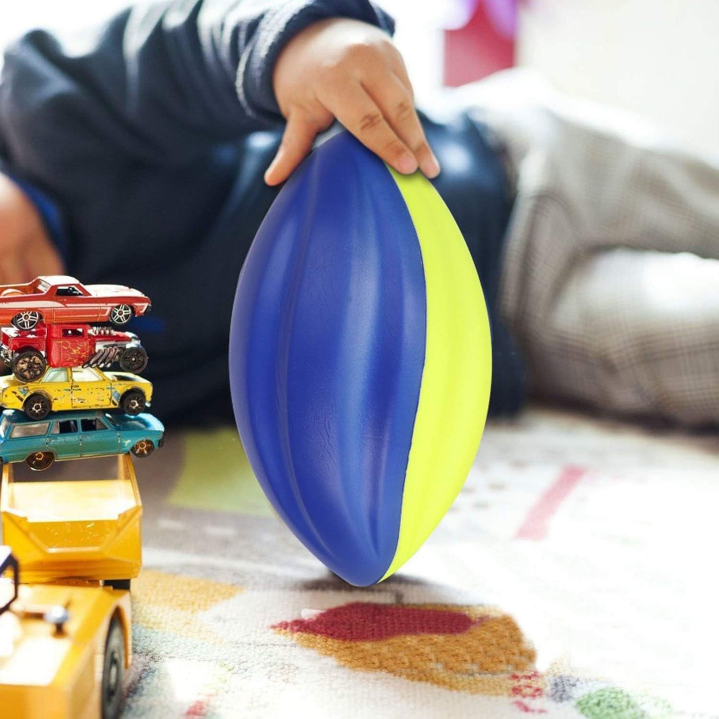 8.5" Foam Spiral Football PU Coated High Density Soft Balls, Set of 3, for Kids Sports Training Practice Indoor Outdoor Play