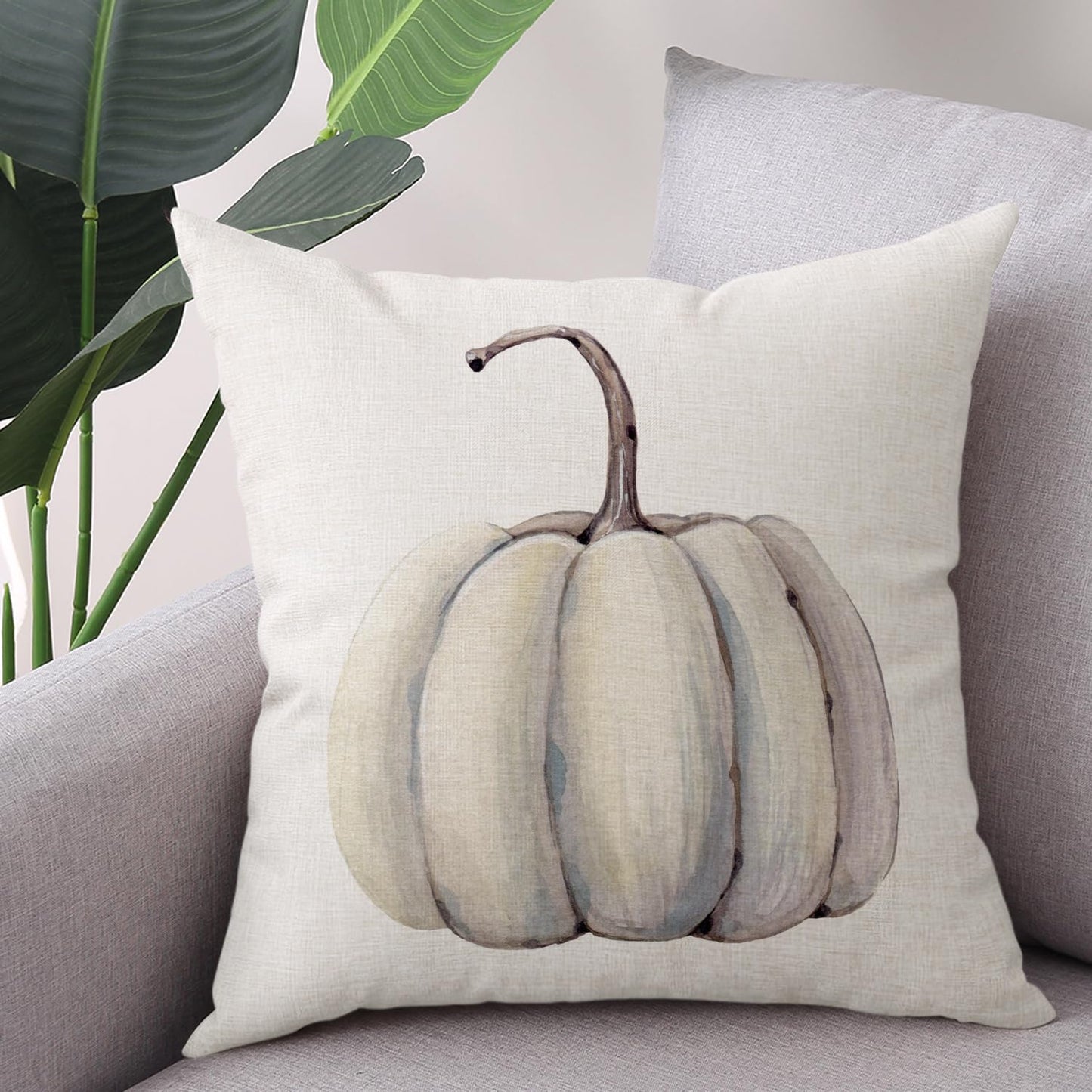 Gujiahone Fall Throw Pillow Covers 18x18 Inches Set of 4 for Fall Decor Gray Pumpkin Truck Happy Harvest Farmhouse Decorative Thanksgiving Autumn Cushion Covers for Sofa Couch