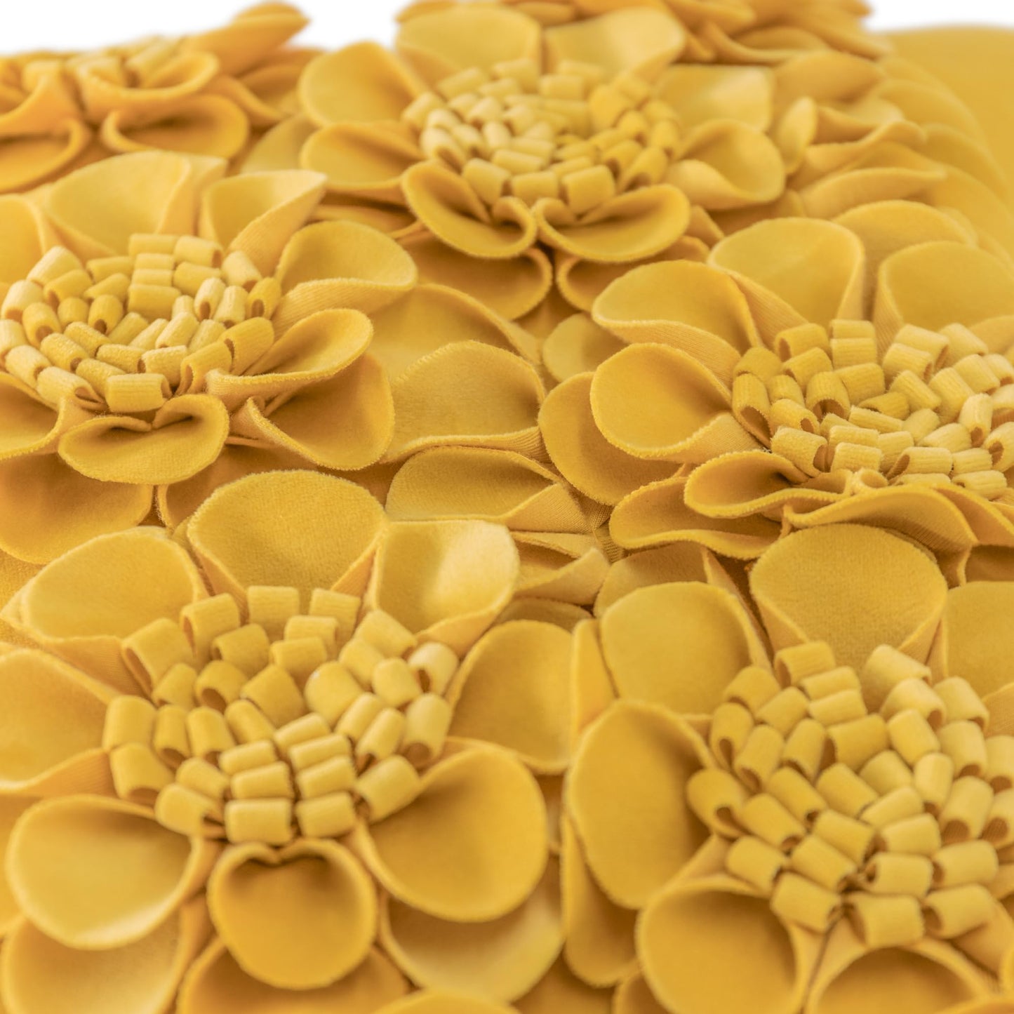 JWH Decorative Flower Velvet Throw Pillow Covers Floral Accent Pillow Cases Stereo Pillowcase Handmade Cushion for Car Bed Couch Bedroom 18x18 Inch Gold Yellow