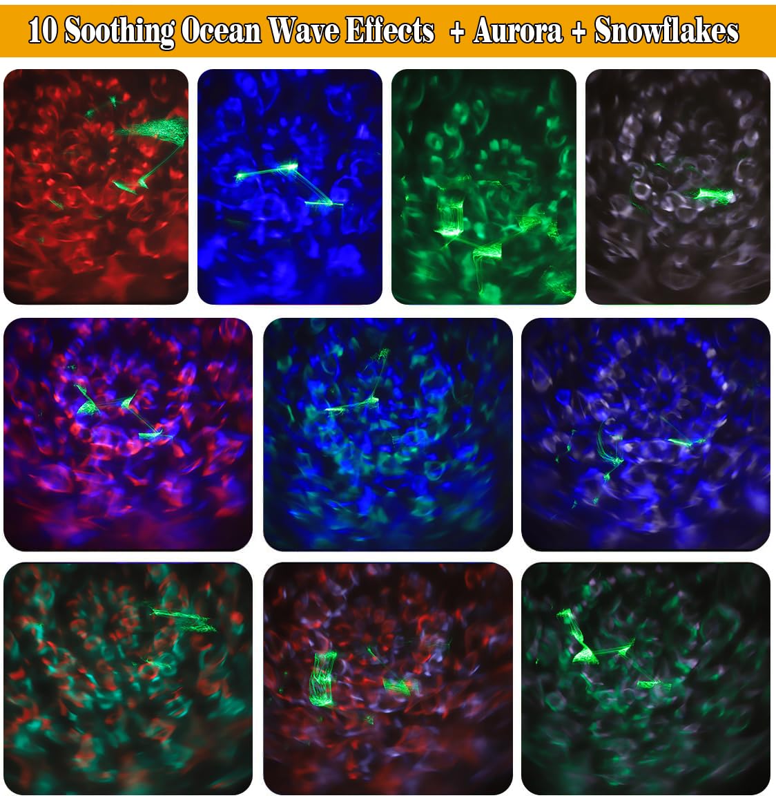 Christmas Lights Projector Outdoor,Holiday Lights Projector,Water Wave Aurora Holiday Spotlight with Remote,Waterproof LED Landscape Light for Wedding Garden Landscape Wall Tree Decoration