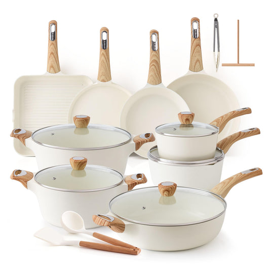 SENSARTE Ceramic Cookware Sets, Pots and Pans Set Non stick, Non toxic Healthy Induction Cookware, 26 Pcs Nonstick Kitchen Cooking Set, w/Frying Pans Set, Saucepans Set