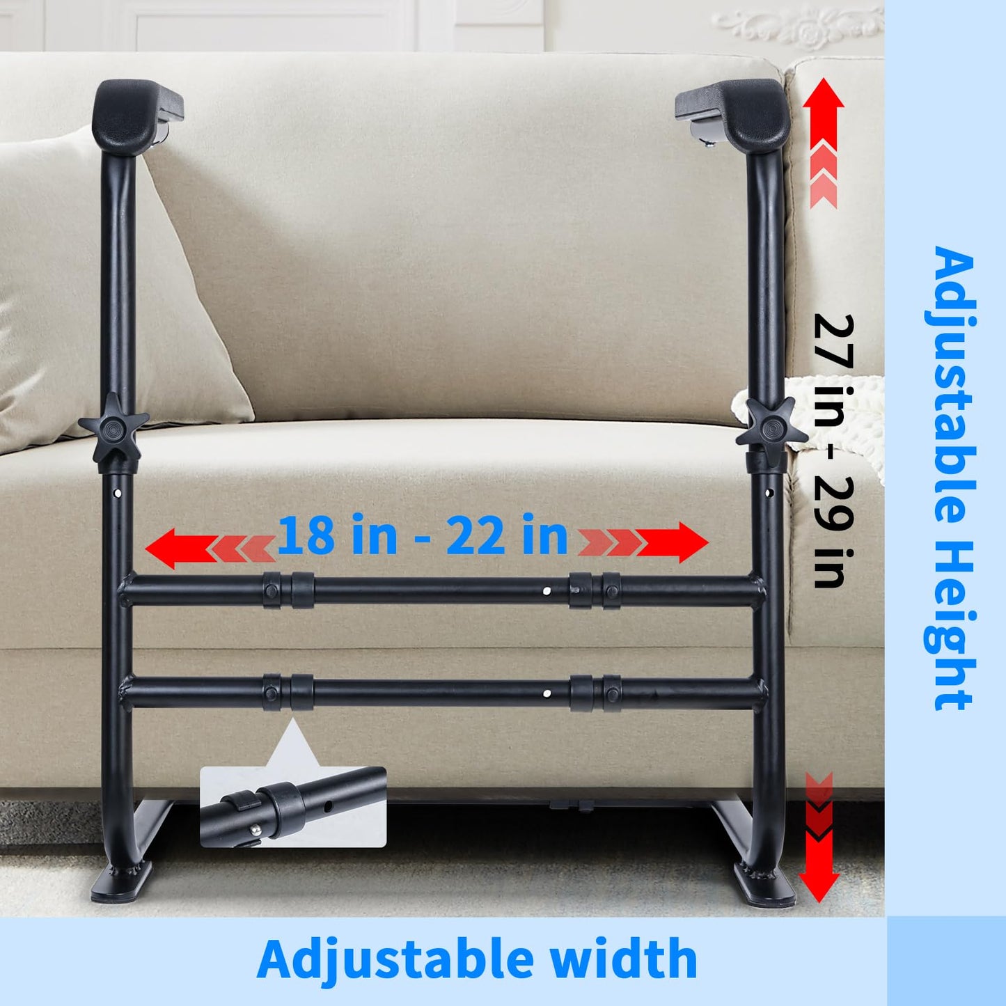 ALIESTFDNO Adjustable Stand Assist for Couch, Chair Assist for Elderly, Chair Lift Assist Devices for Seniors, Safety Stand up Rail,Black