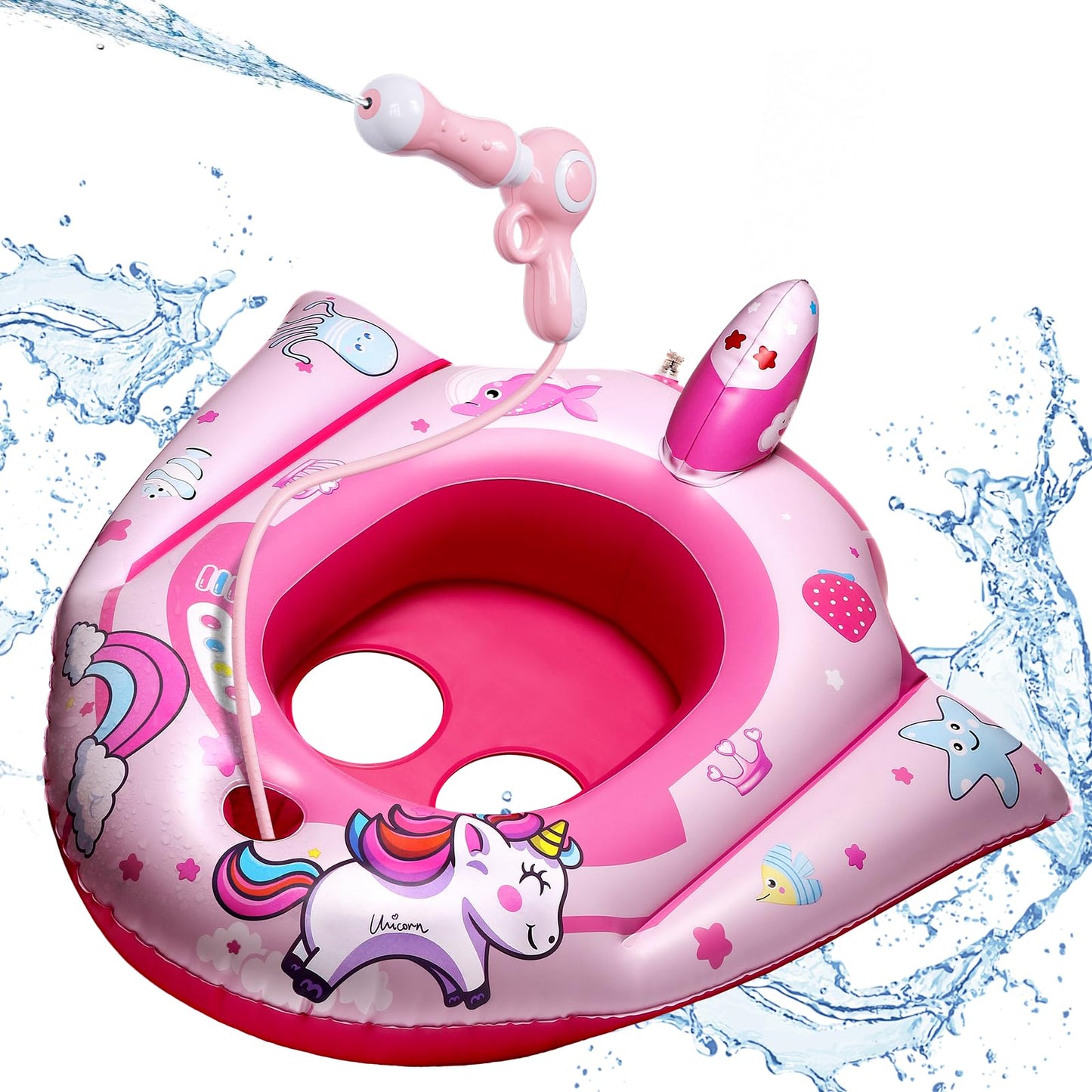 HopeRock Unicorn Pool Floats for Toddlers and Kids, with Water Gun, Pool Toys for 3-8 Years Old Girls, Inflatable Swimming Pool Toys