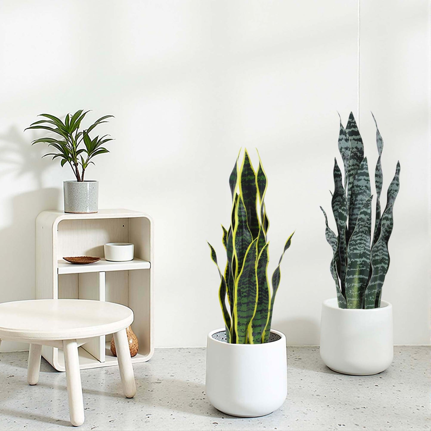 Artificial Snake Plant 25Inch Fake Sansevieria Faux Silk Potted Plant Artificial Mother in Law Tongue Plant for Indoor Outdoor Home Office Garden Decor Yellow
