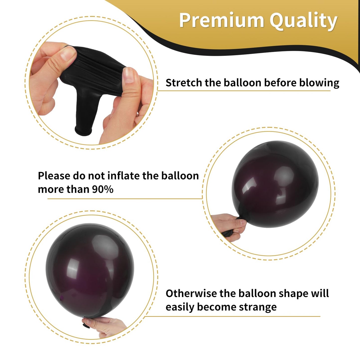 RUBFAC 65pcs 12 Inches Black Gold Confetti Balloons Kit, Metallic Gold and Black White Party Balloons with Ribbons for Birthday, Wedding, Baby Shower, Graduation, Happy New Year Decorations