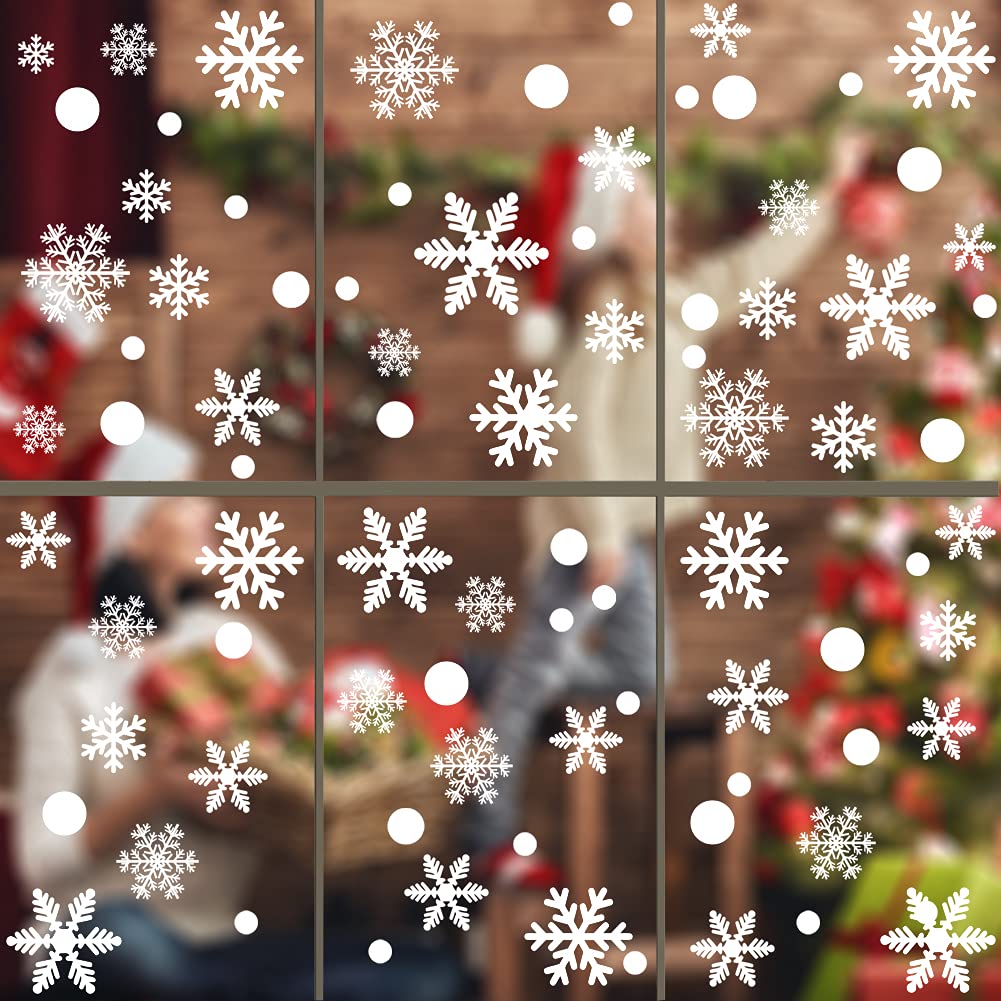 306Pcs Snowflakes Window Clings Decals Decorations White Christmas Window Stickers Winter Wonderland Decorations for Christmas Party