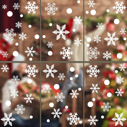 306Pcs Snowflakes Window Clings Decals Decorations White Christmas Window Stickers Winter Wonderland Decorations for Christmas Party