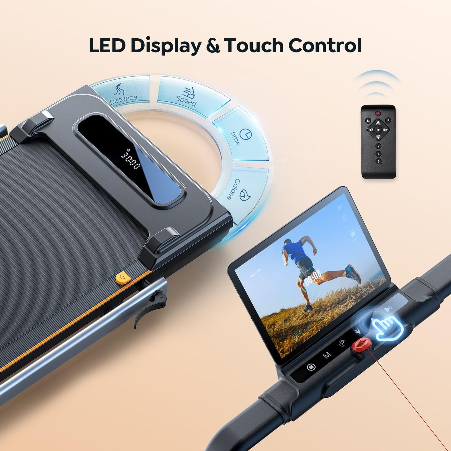 homeTro Foldable Treadmill with 7% Incline, 2.5HP Portable Under Desk Walking Pad with 0.6-7.5MPH, Handle, Remote and App Control, 265lbs Maximum Capacity for Home, Office