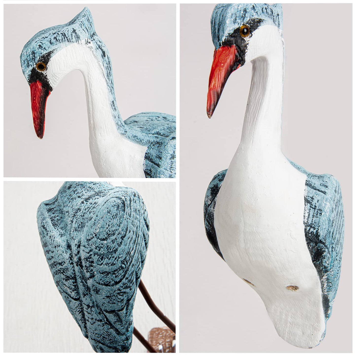 EVINIS 2pcs Wooden Seagull Figurine, Sea Bird Statue Ornaments Mediterranean Style for Coastal Beach Garden Room Office Decoration (Large)