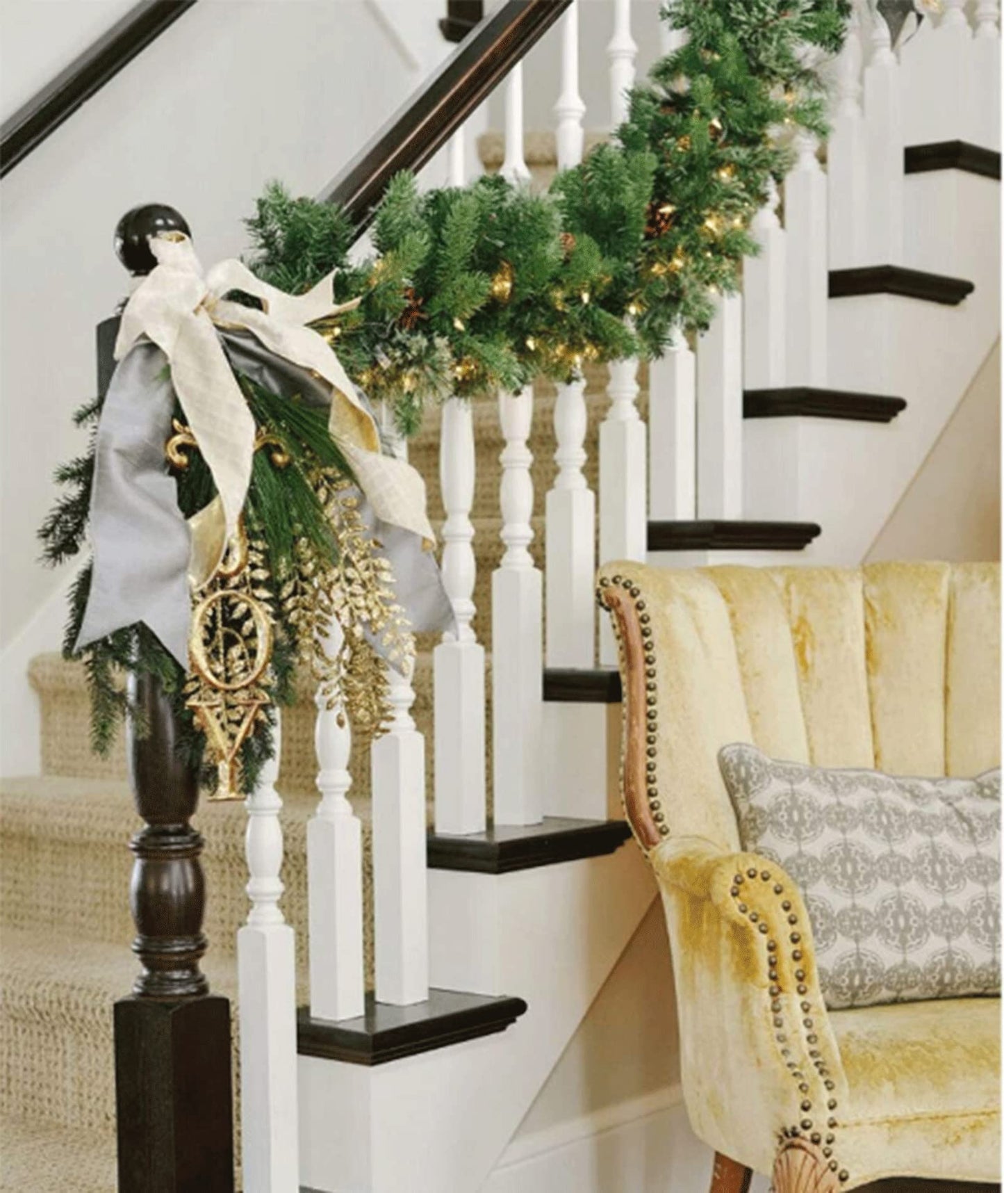 Prelit Christmas 9 Ft Battery Operated Garland with 50 LED Lights - Lighted Xmas Mantel Decor