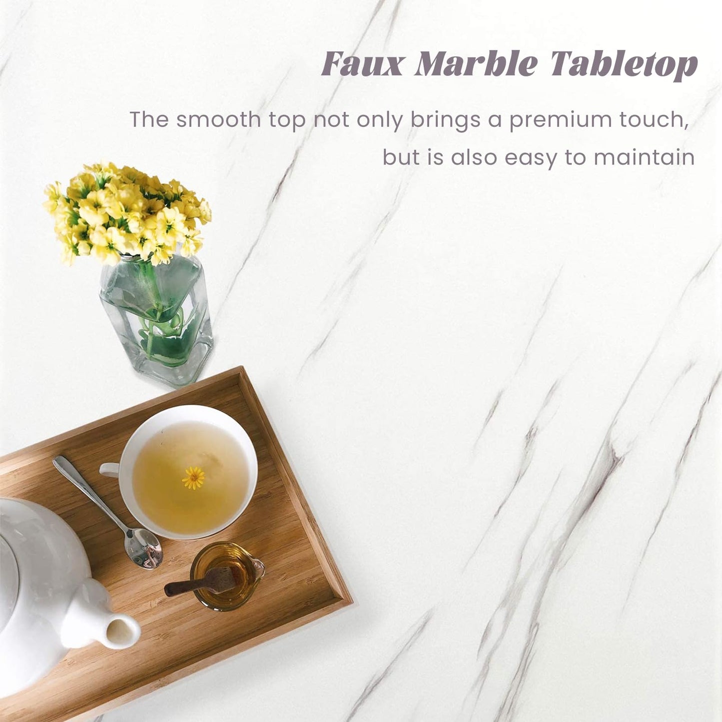 Recaceik Coffee Table Set of 3, Modern Living Room Table Set, Faux Marble Coffee Table and End Table Sets, Simple & Stylish Center Tables for Living Room Home Office Apartment Furniture