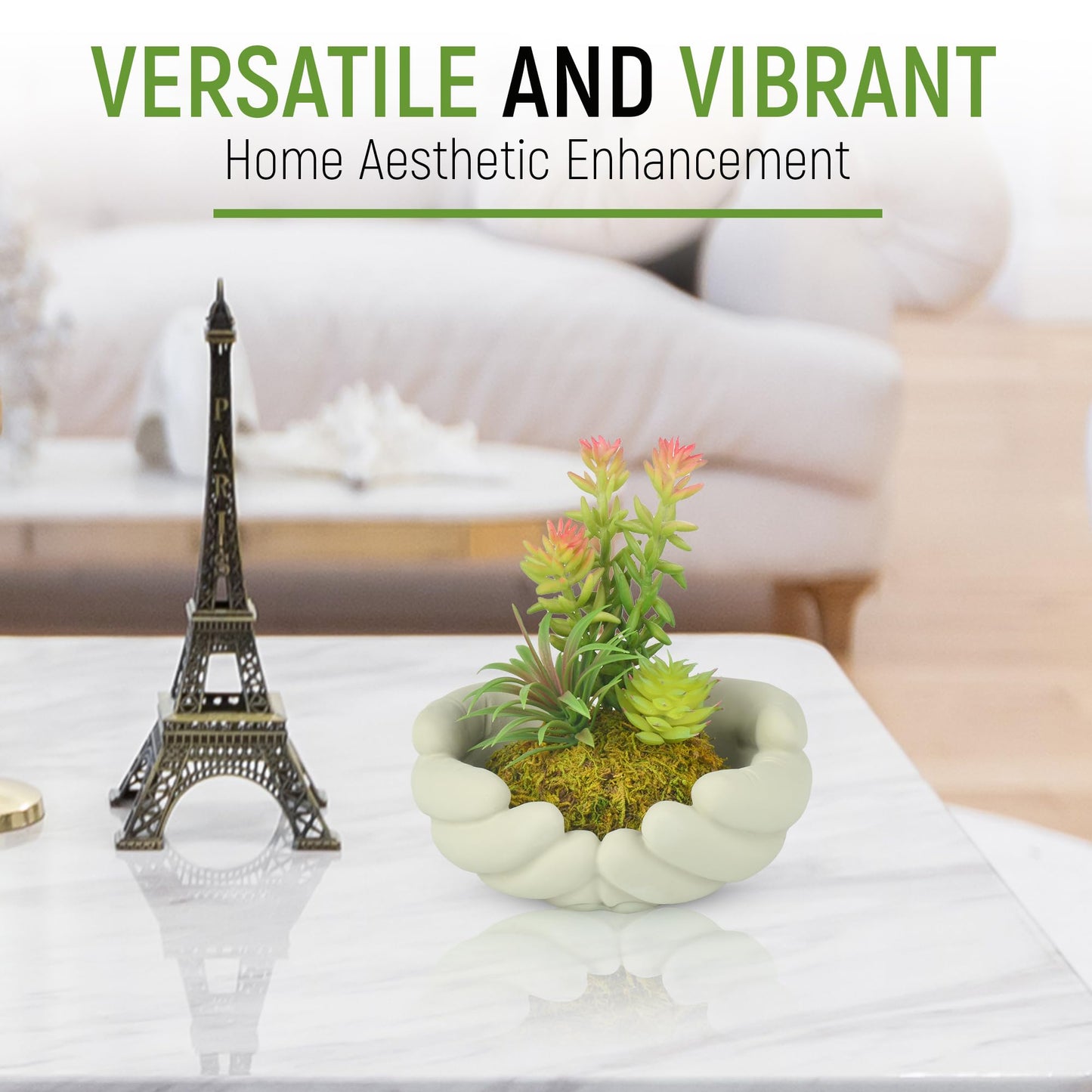 Hisow Small Artificial Plants, Mini Succulent Plants with Cute Plant Pot, Artificial Succulents in Pots for Office Desk Decor and Bedroom Kitchen Bathroom Plants Decor (C)