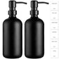GMISUN Amber Glass Soap Dispenser, 2 Pack Bathroom Hand Soap Dispensers with Stainless Steel Pump, 17 Fl Oz Kitchen Hand and Dish Soap Dispenser Set, Modern Vintage Liquid Brown Soap Dispensers Bottle