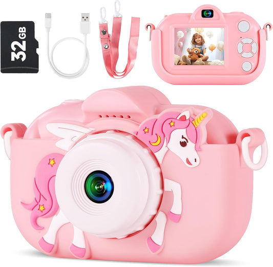 Kids Camera Boys Toys for 3 4 5 6 7 8 9 Years Old Boys, 48MP Dual Lens Kids Digital Camera Toddler Camera Christmas Birthday Gifts, 1080P HD Video Selfie Camera with 32G SD Card
