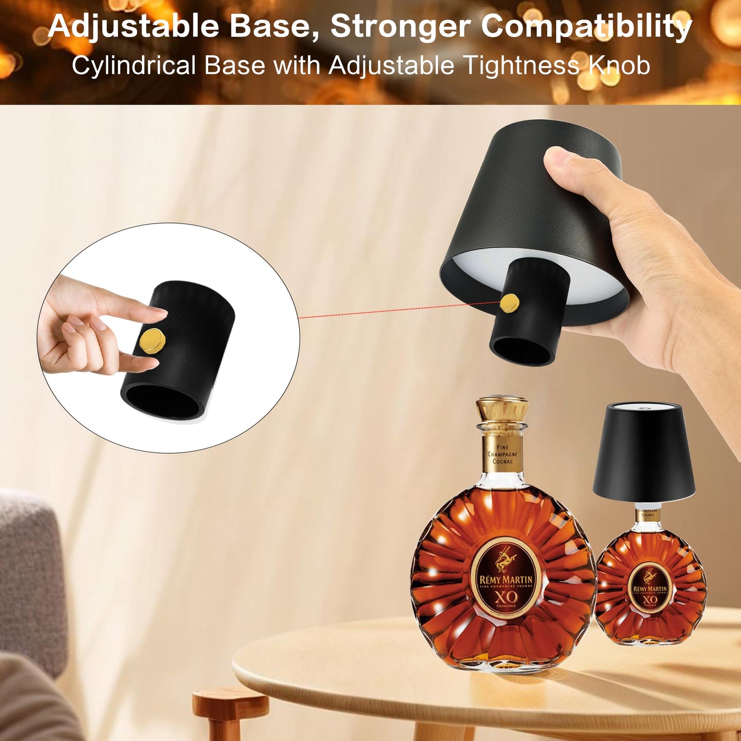 Wine Bottle Lights,2025 Upgraded Bottle Lamp,Rechargeable Wireless Bottle Light with Remote, RGBW Multicolor+3 Color Temperature Wine Battery Light for Bar, Bedside, Restaurant (Black, 1 Pack)