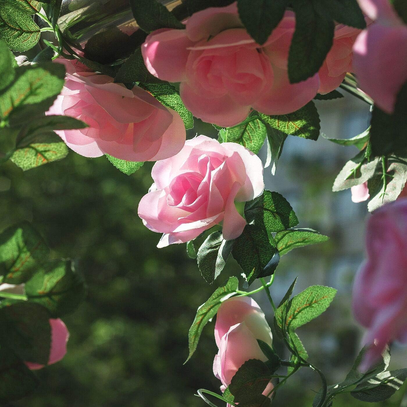 5pack Flower Garland Artificial Fake Rose Garland Vine Artificial Flowers for Decoration Floral Garlands Decor-Total 41 Ft (Pink)