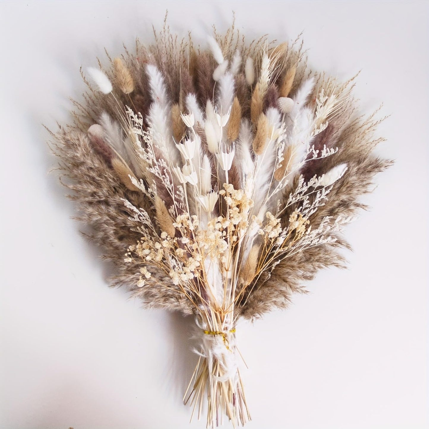 YN HI FLOWER 104PCS Natural Dried Pampas Grass Decor, Multiple Varieties Mixed Floral Arrangement, Home Decor, Boho Decor, Wedding Decor, Living Room, Bedroom, Rustic Farmhouse Style (17inch)