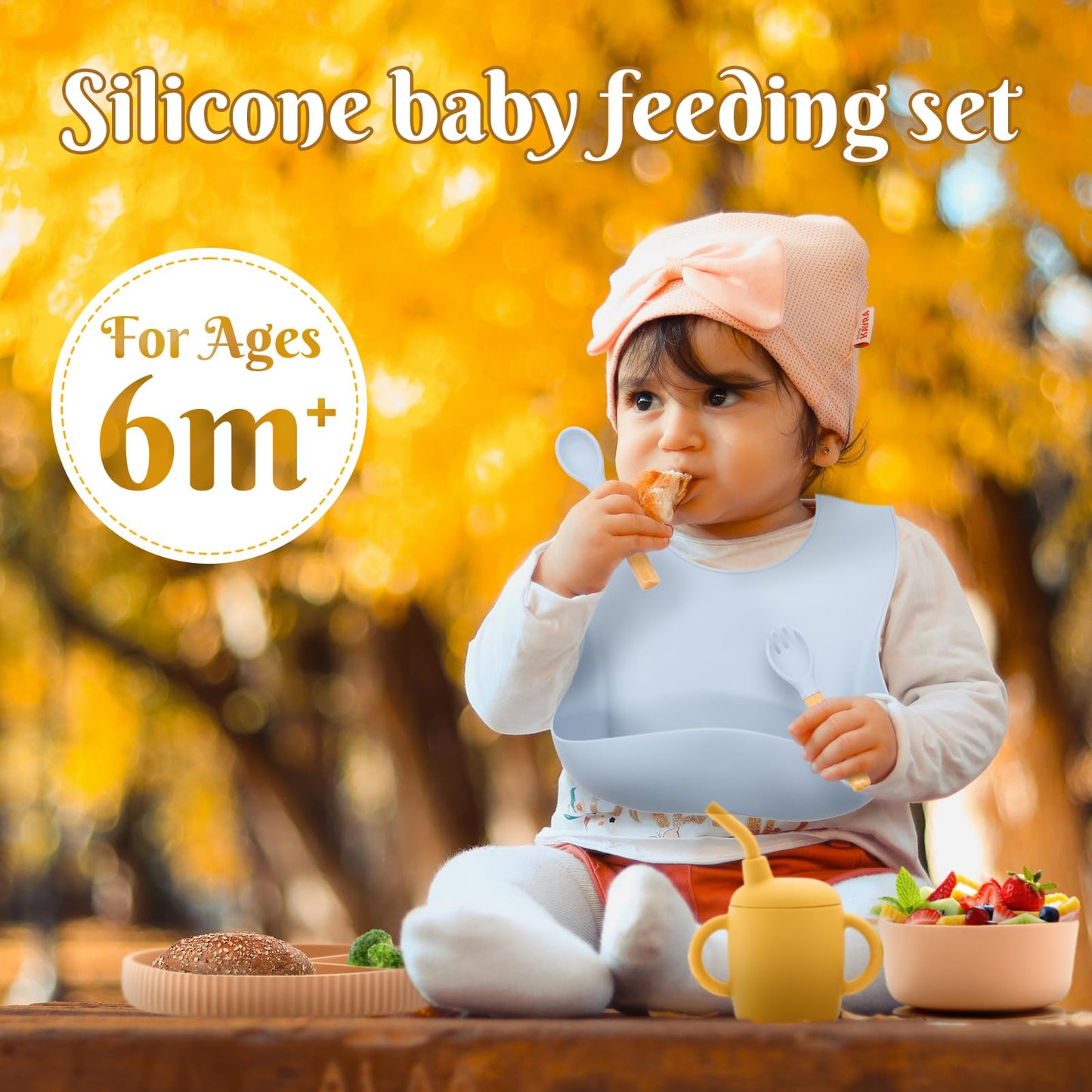 CHCC Silicone Baby Feeding Set 21 Pcs, Led Weaning Supplies, Baby Feeding EatincSupplies Set BPA Free, Essentialsfor Newborn Gift Mixed