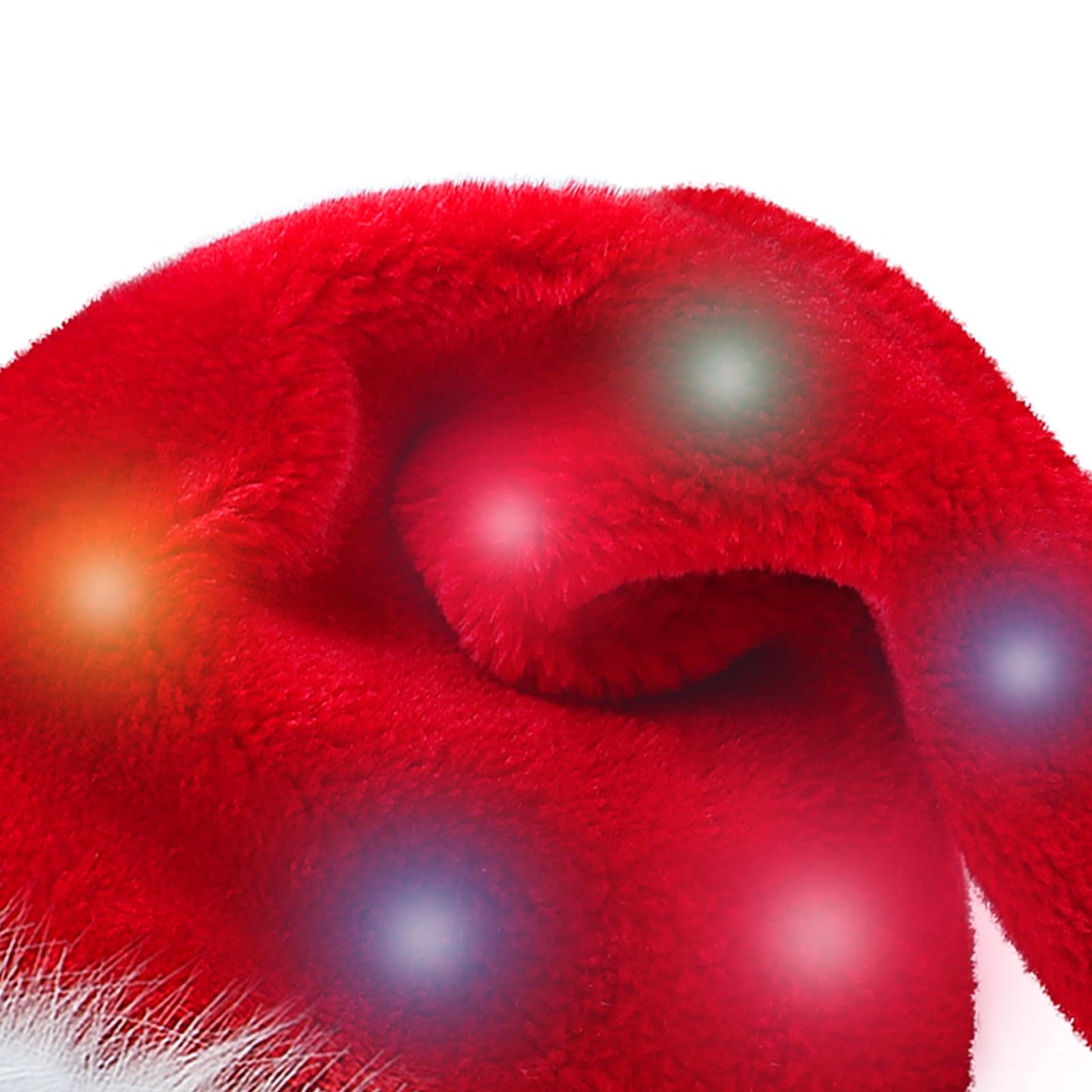 BSVI Christmas Santa Hat Holiday for Adults Unisex Led Light Up Velvet Comfort Extra Thicken Fur Xmas Hat for New Year Festive Party Decorations