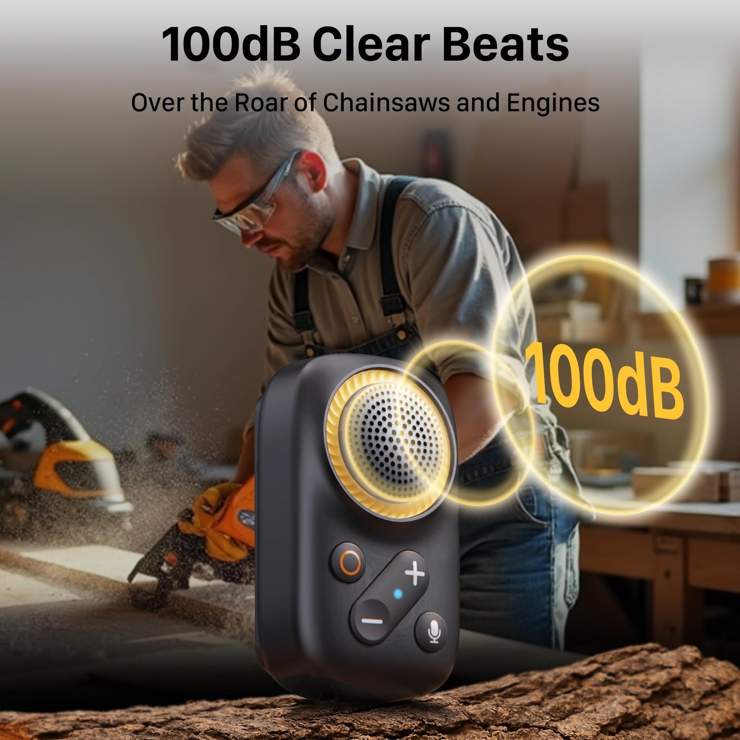 Wearable Bluetooth Speaker-UPGRADED Longer Battery Life-20 Hours All-Day Playtime Clip On Wireless Jobsite Portable Speaker Mini, with Built-in Mic, 120dB Loud and 800mAh Battery, Black
