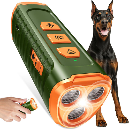 Dog Bark Deterrent Device, Anti Barking Device for Dogs 3X Ultrasonic to Stop Barking Neighbors Dog| 50ft Range, 5 Adjustable Modes, Flashlight & Beep | Safe & Effective for Small, Medium & Large Dogs