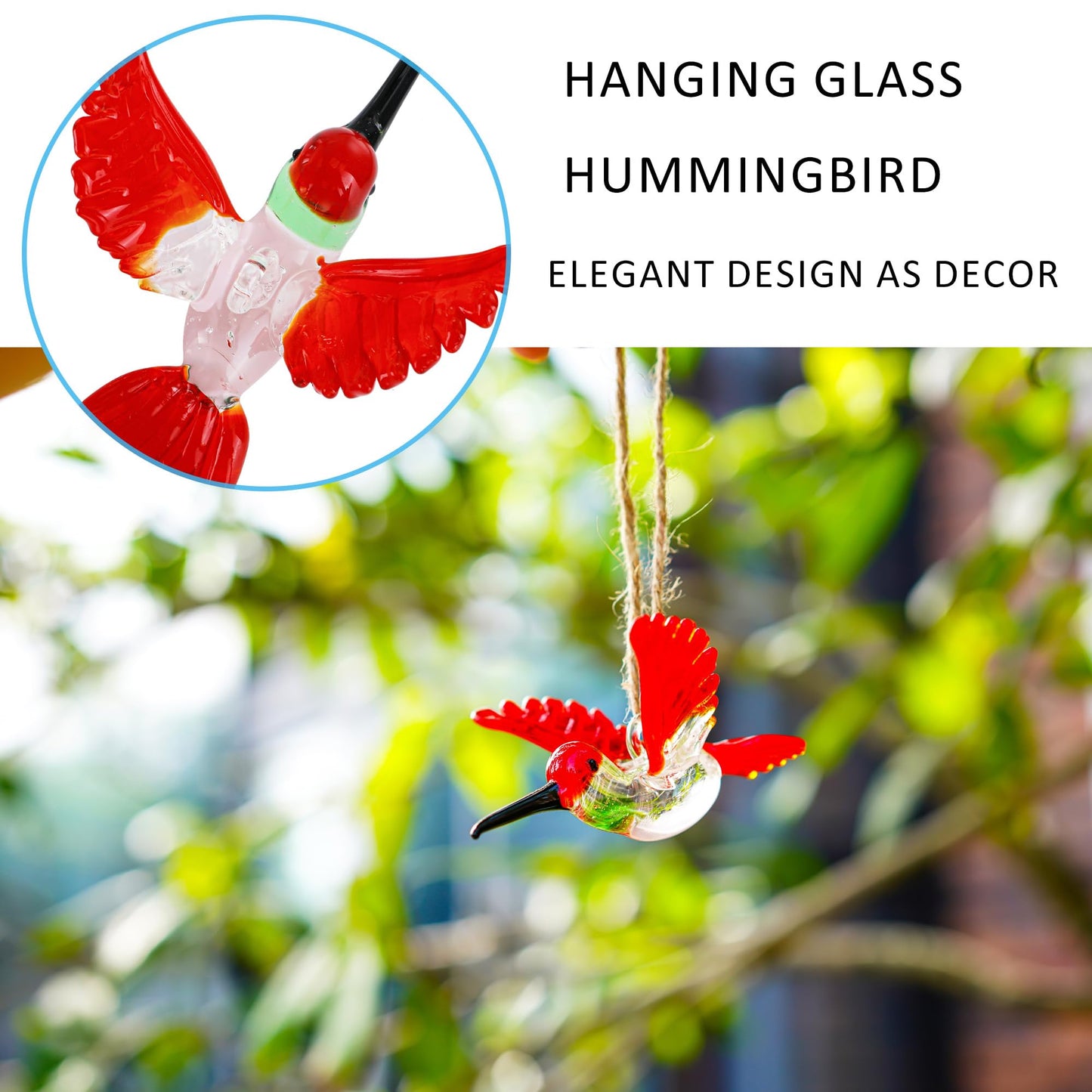 Handmade Hummingbird Ornament Xmas Decorative Hanging Ornament Glass Humming Bird Ornament for Home Party Christmas Tree Decorations