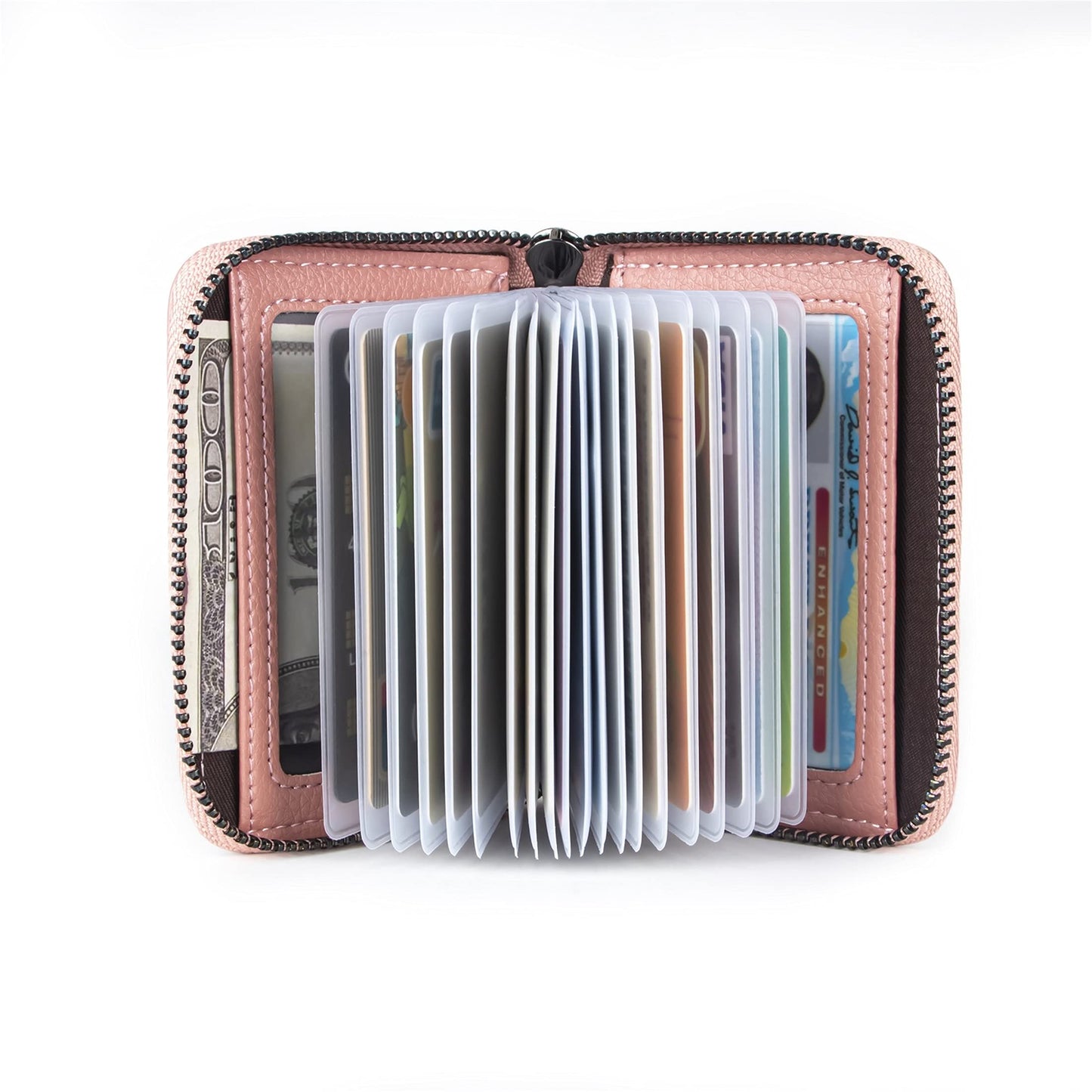 Aiyo Fashion Genuine Leather Credit Card Holder Wallet RFID Blocking Secure Card Case ID Case Organizer Zipper Wallet