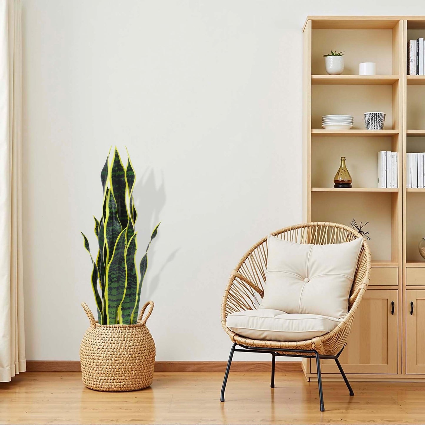 Artificial Snake Plant 25Inch Fake Sansevieria Faux Silk Potted Plant Artificial Mother in Law Tongue Plant for Indoor Outdoor Home Office Garden Decor Yellow