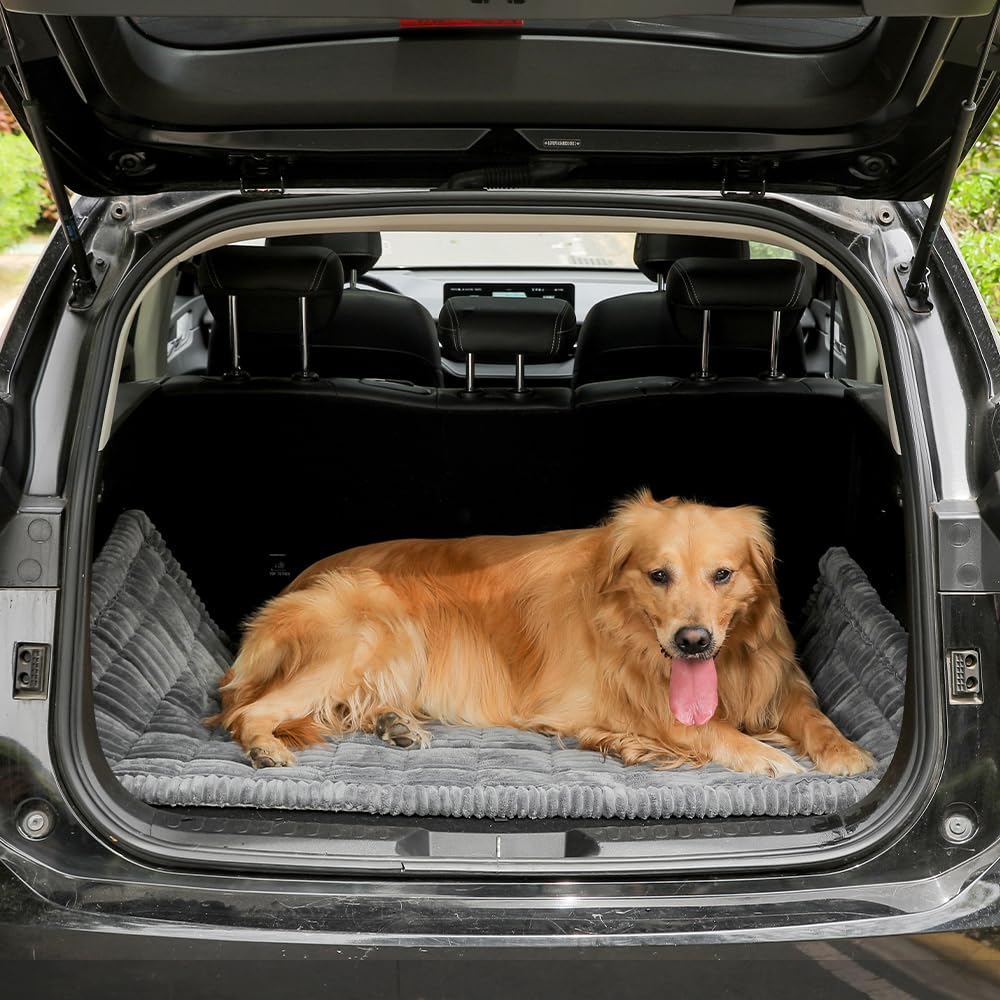 Awjcsv Dog Car Seat Cover for Back Seat, Dog Bed for Car, Fit for Backseat Extenders, Car Seat Protector, Nonslip Soft Durable for Cars Trucks and SUVs (Gray, 24.8" x 54")