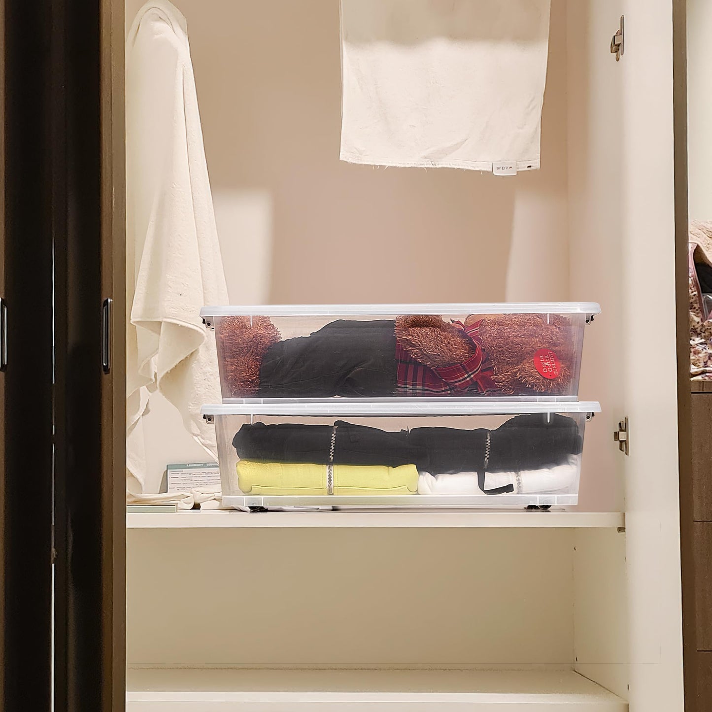 Sorbus 40 Qt Plastic Storage Bins with Lids for Under Bed Storage - Clear, Stackable Storage Containers, Large Organizing Boxes, Heavy Duty Totes for Clothes, Dorm Essentials (2 Pack)