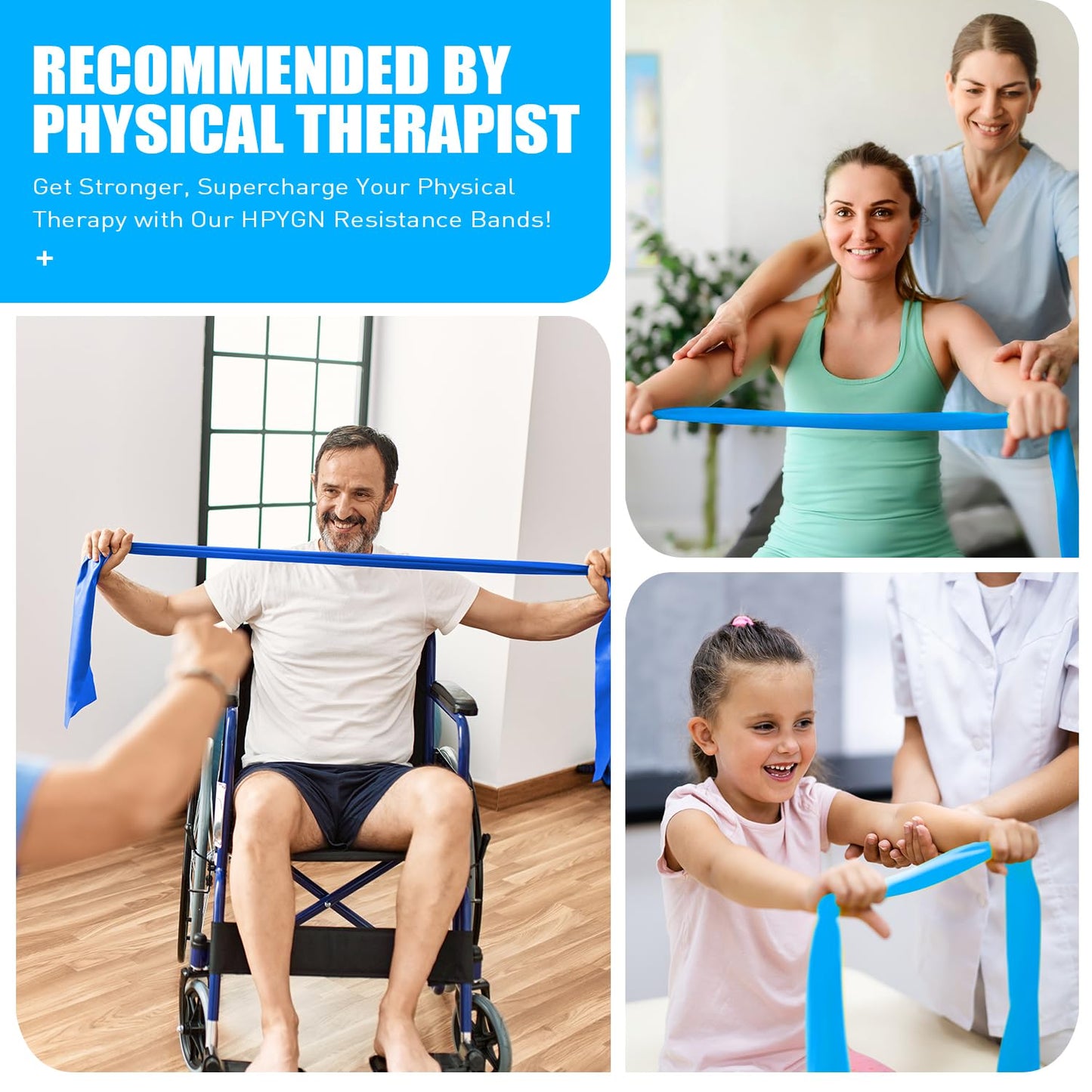 HPYGN Exercise Bands, Resistance Bands for Working Out Women and Men, Physical Therapy, Yoga, Pilates, Rehab, Fitness, Strength Training Starter Set Suitable for Home Workouts or The Gym Workouts