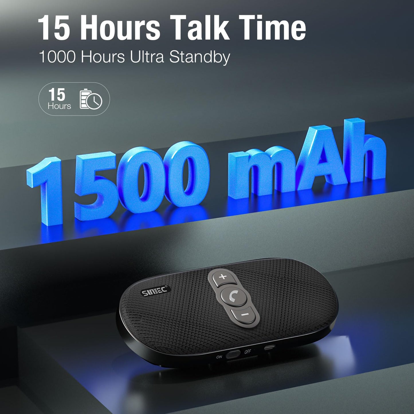 Sunitec Bluetooth Car Speaker Phone: Hands Free Calling Kits 6W in car Speakerphone for Safe Driving - Support Siri Google Assistant Voice Calls/Motion Auto ON Off - BC990P