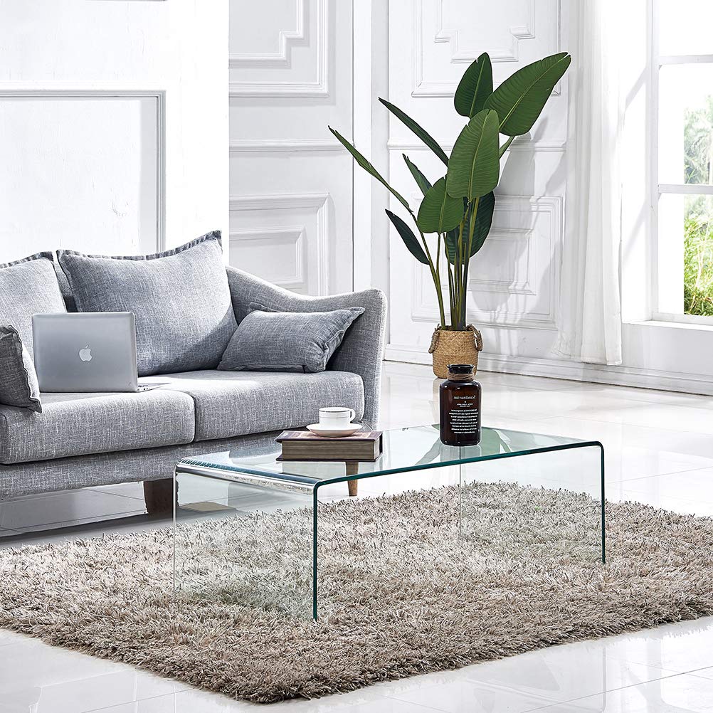 Premium Tempered Glass Coffee Table,Small Modern Clear Coffee Table for Living Room,Match Well with Rug (39.4x19.7x13.8)