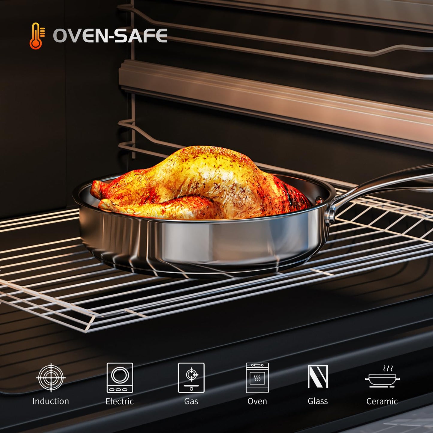 Meythway 𝐇𝐄𝐀𝐕𝐘 Pots and Pans Set Non Toxic, 16PCs Stainless Steel Cookware Set with Steamer, Kitchen Induction Cookware with Utensil Sets, Pot Protectors and Apron For Oven & Dishwasher Safe