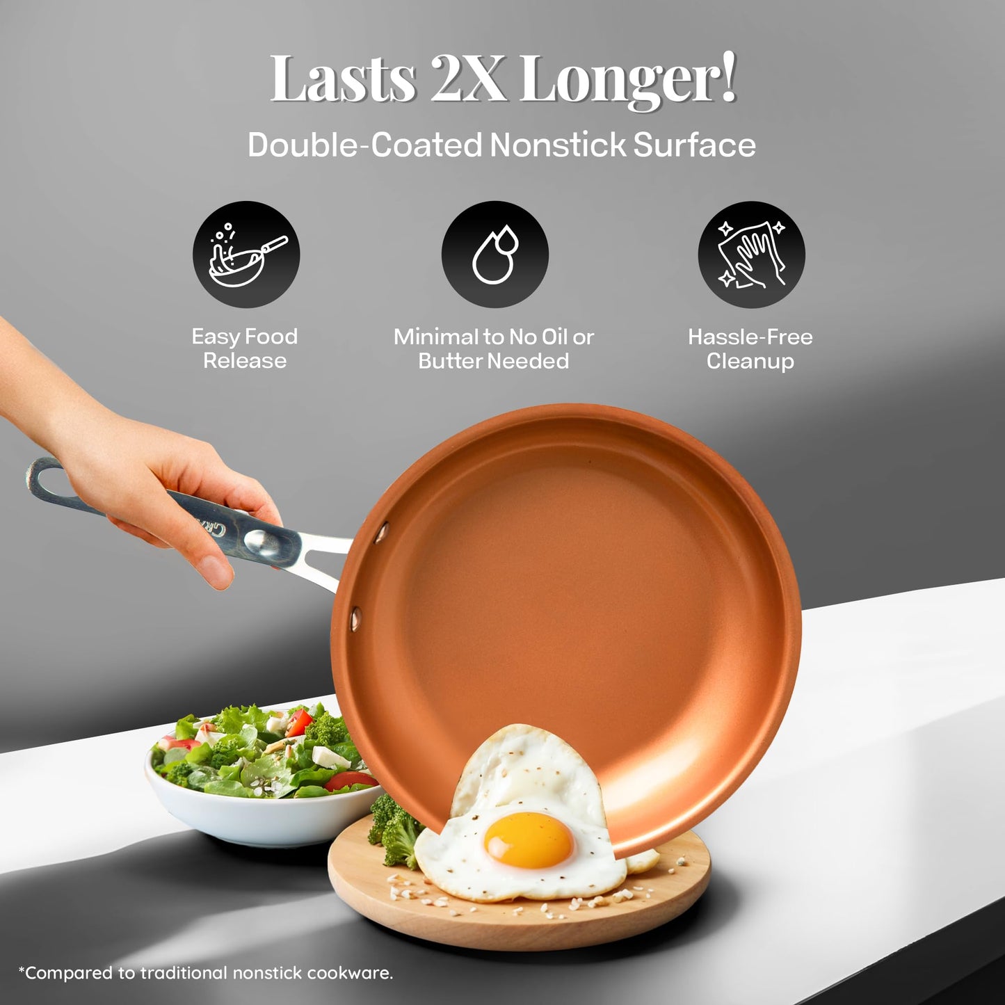 Gotham Steel True 20 Pc Ceramic Cookware Set Nonstick, Ceramic Pots and Pans Set Non Stick with Deep Square Pan Set & Bakeware Set, Non Toxic PFOA PFOS Free, Oven & Dishwasher Safe, No Cheater Pieces