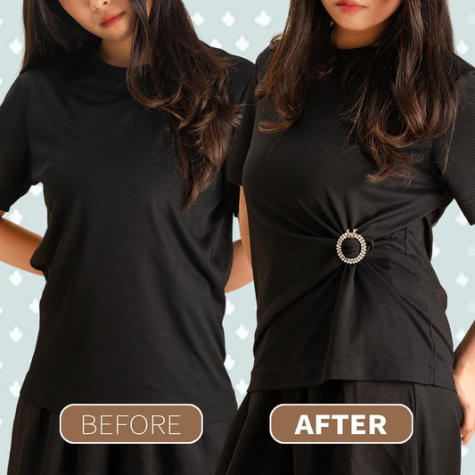 8 Pack Scarf Ring Clip，Shirt Clips for Women Clothing,Fashion Metal Shirt Ties Clips for Women, Cinch Clips for Loose Clothes Corner Knotted Button with 1 Gift Box Packing