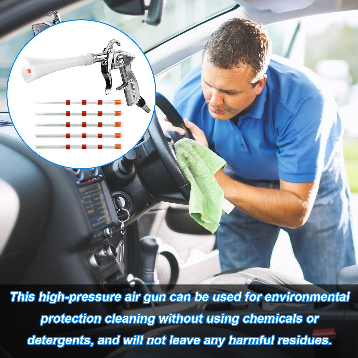 QZQUFJ Air Compressor for Car Detailing Detailing Tool, High Pressure Air Gun Dry Cleaning Tool Kit, Air Gun, Car Clean Gun, Cleaning Gun, for Car Dry Cleaning