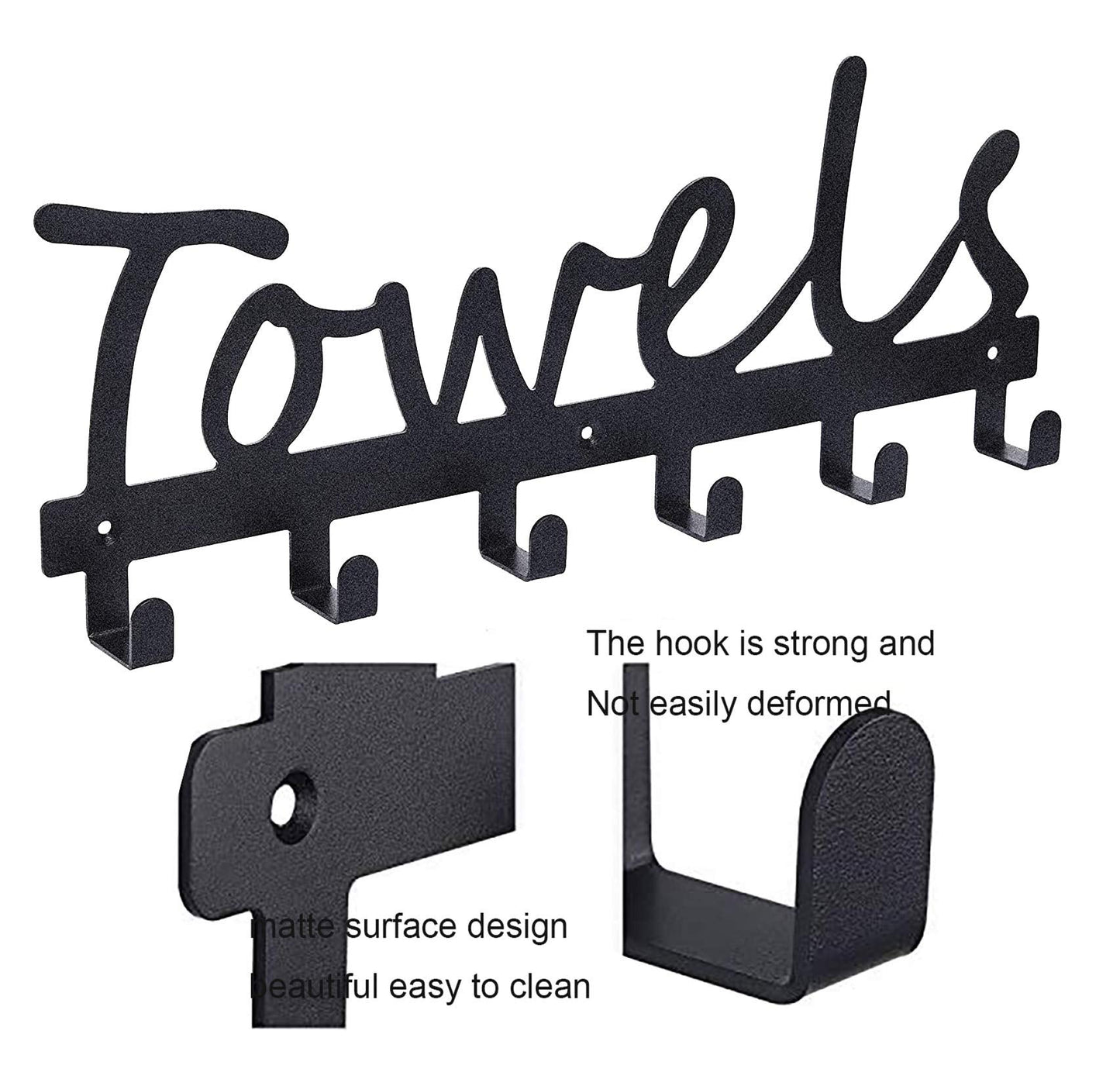 eywlwaar Metal Towel Racks Towel Holder Sandblasted Wall Mount Rustproof and Waterproof for Kitchen Storage Organizer Rack, Bathroom Towels, Robes, Clothing (Style-Towels-3)