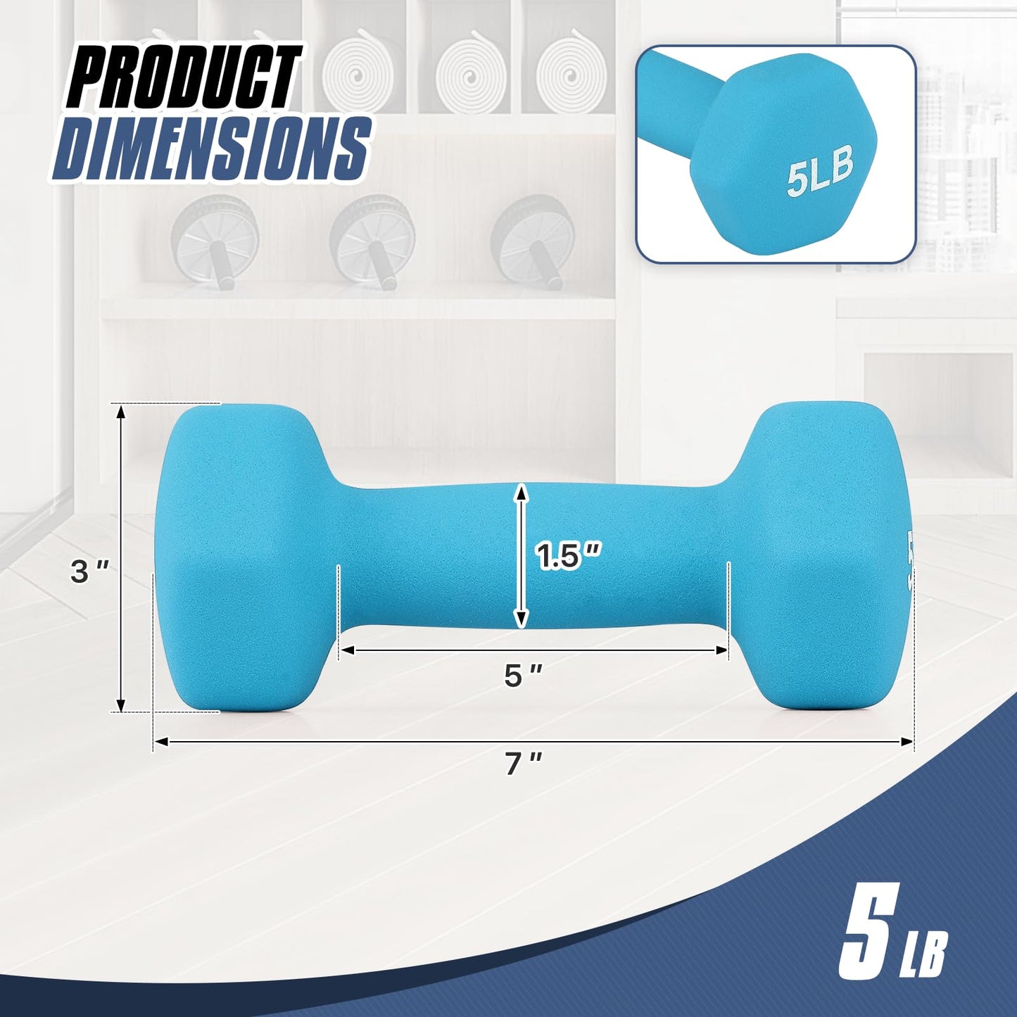 MADOG Dumbbell Set, Anti-Slip Neoprene Coated Hexagon Hand Weights for Home Gym Equipment Workouts Strength Training