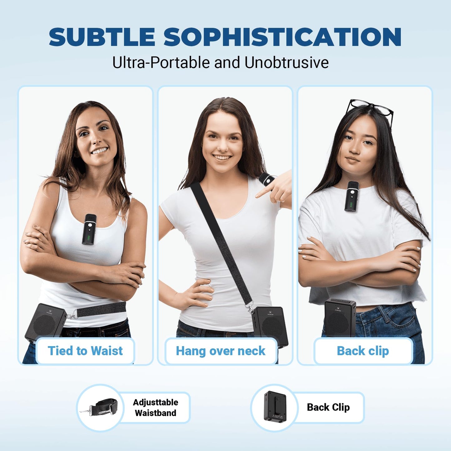 Wireless Voice Amplifier with Bluetooth Lavalier Microphone, Professional Noise Reduction Portable Microphone with Speaker, Mini Megaphone with Clip on/Lapel Mic for Teachers Classroom Tour Guide B006