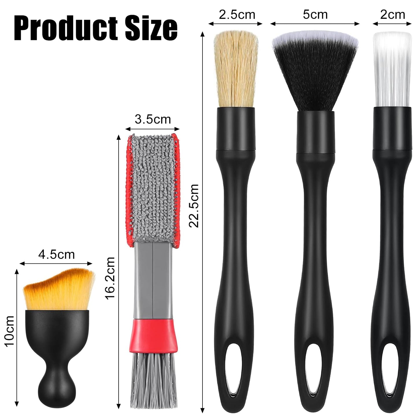 Zhtulck Car Detailing Brush, 7 PCS Car Interior Brush Set, Automotive Interior Dusting Brush, Car Cleaning Brush for Cleaning Car Interior Exterior, Air Vents, Dashboard Engines Leather Wheel