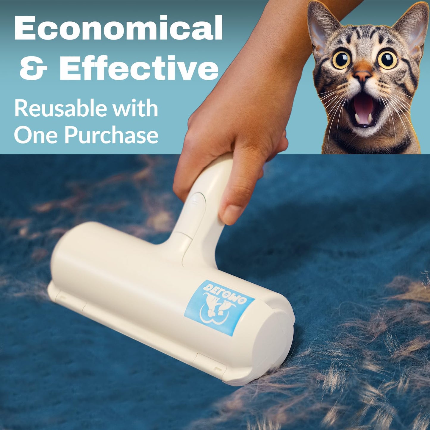 DELOMO Pet Hair Removal Tool, Pet Hair Remover - Lint Roller for Pet Hair - Cat and Dog Hair Remover for Couch, Furniture, Carpet, Car Seat, Reusable Lint Roller with Fur Bin, Pet Owner Essential