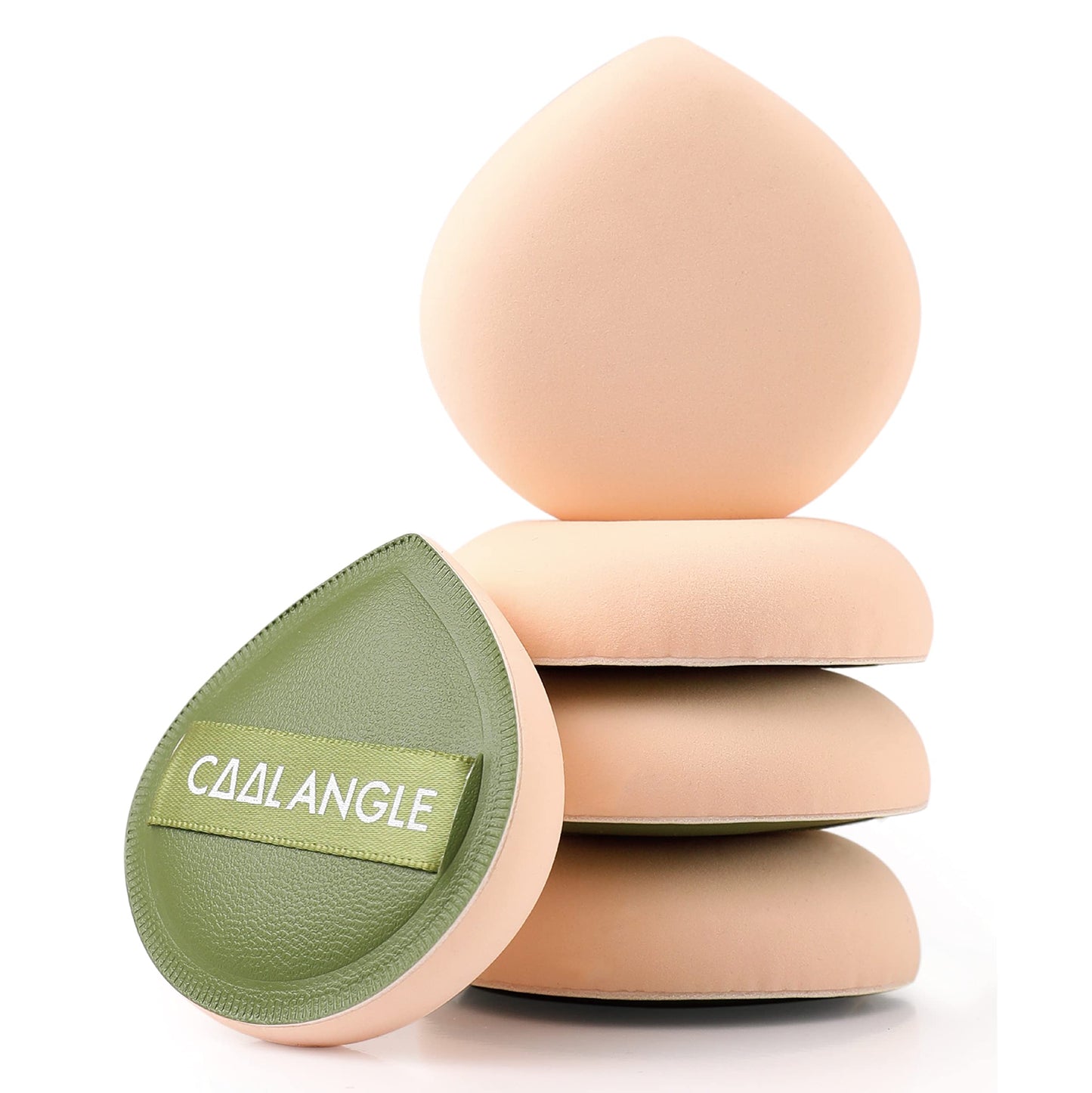 COOL-ANGLE 5Pcs Makeup Sponge For Foundation Concealer And Powder, Latex Free Blender Sponge For Natural And Easy Makeup Soft Long-lasting And Beginner-friendly, Green, Medium
