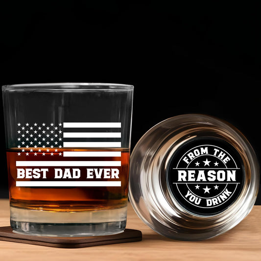 Gifts for Dad from Daughter Son Kids Wife - 11 oz Engraved Crystal Whiskey Glasses - Funny Father's Day Gifts for Grandpa, Husband Birthday Gift, Mens Birthday Gift Ideas